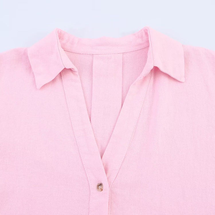 Camisa de Manga Larga HipSeam para Mulheres, Primavera, Com Barra Assimétrica e Botões, Camisas Simples com Gola Johnny