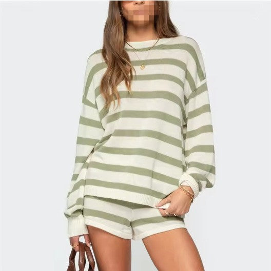 Sloane Striped Knit Shorts Set