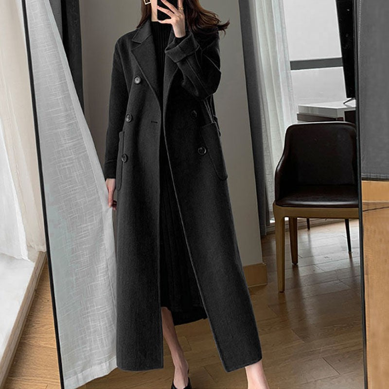 Odette Belted Navy Wool Trench Coat