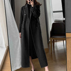Odette Belted Navy Wool Trench Coat