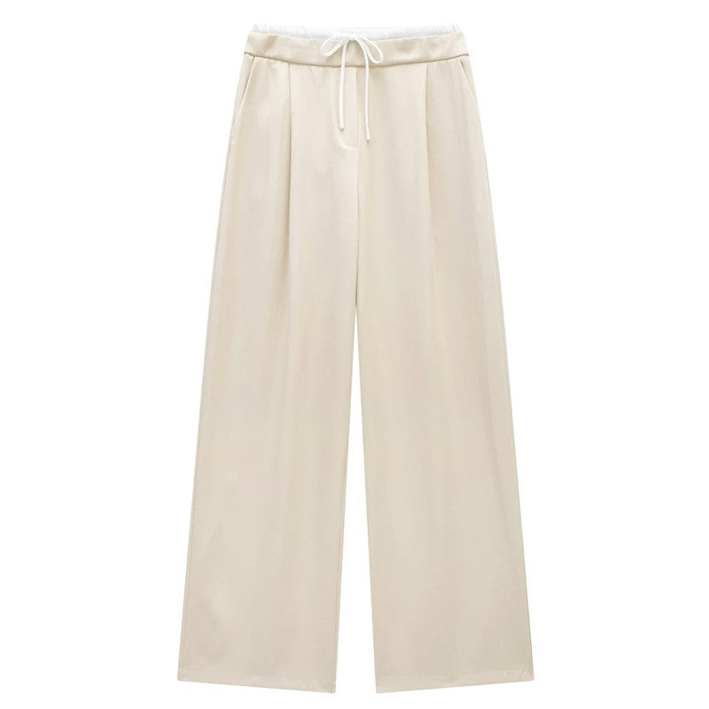 Hxao Pleated Wide-Leg Lace-Up Trousers