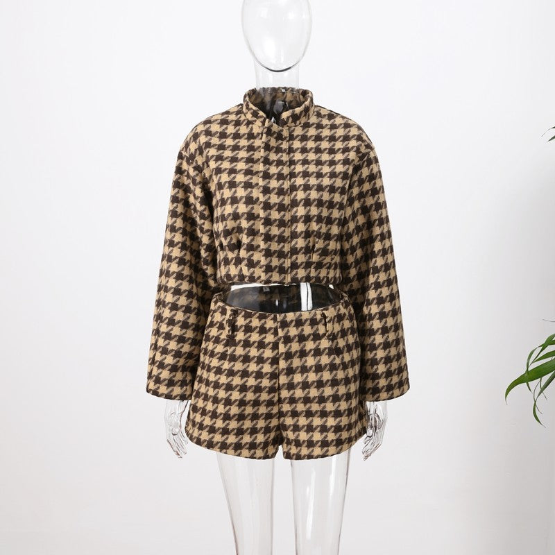 Georgia Plaid Zip Jacket & High-Waist Shorts Set
