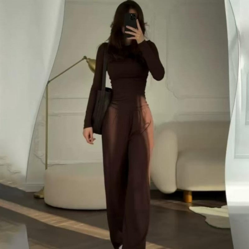 Elena Round-Neck Blouse & Elastic-Waist Pants Set