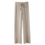 Sable Cashmere-Knit Wide-Leg Trousers