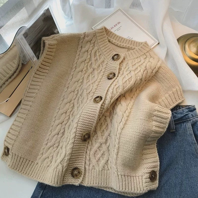 Rosalie Cable-Knit Button Vest