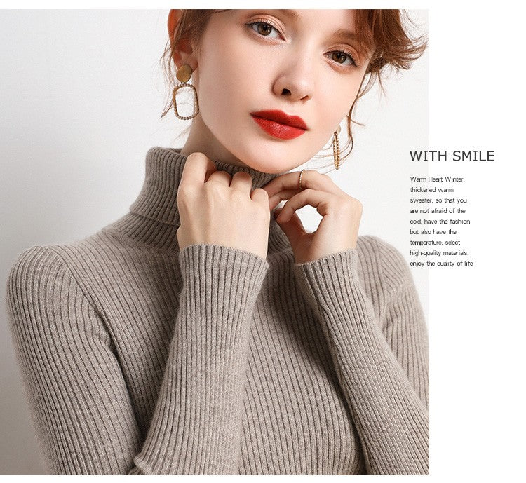 Suéter Feminino Heliar de Gola Alta para Outono, Pulôveres de Tricô Macios, Jumpers de Cashmere, Suéteres Básicos Macios para Mulheres, Outono Inverno 2026