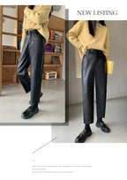 Seoulish Faux Leather Wide-Leg Pants