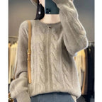 Feminino 100% lã merino camisola o pescoço manga longa cashmere malhas pulôver aliselect moda outono inverno roupas topos