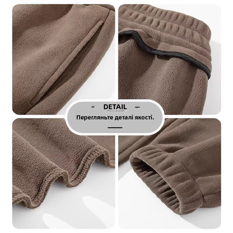 Calças Esportivas Femininas de Fleece Dupla Face Engrossadas para Inverno, Uso Externo, Quentes, Forradas com Orlon, Estilo C...