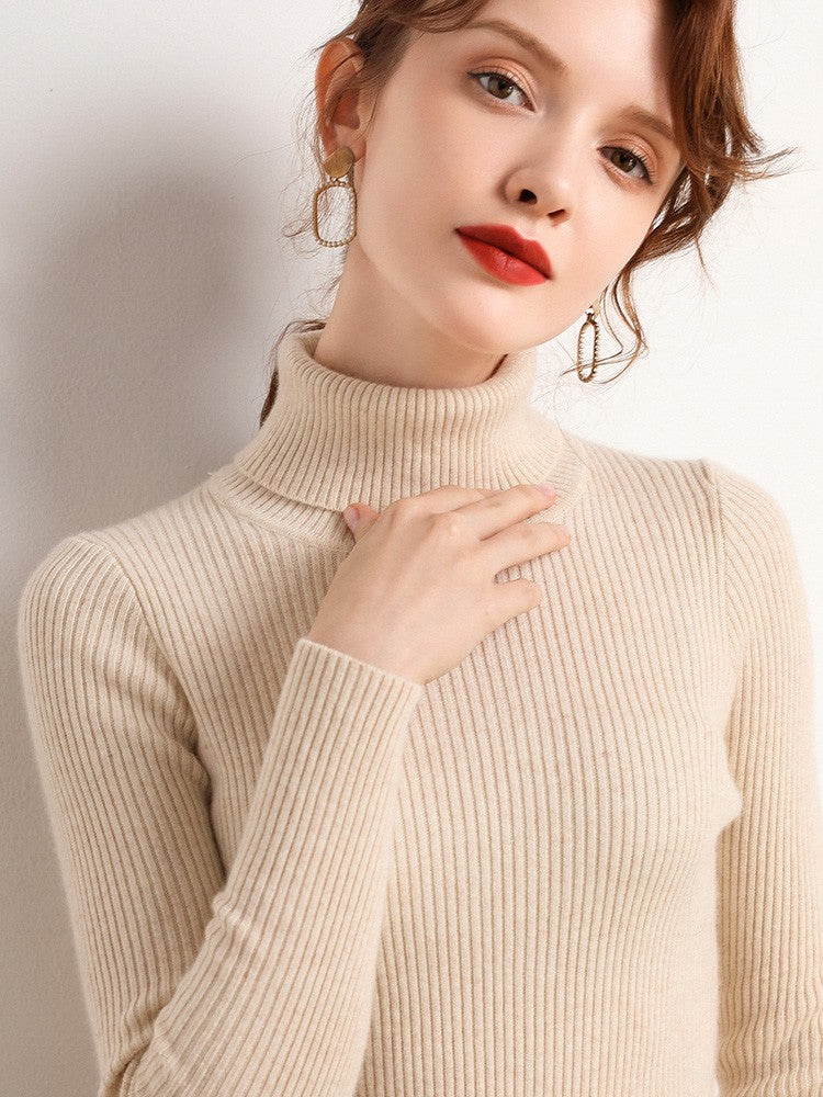 Suéter Feminino Heliar de Gola Alta para Outono, Pulôveres de Tricô Macios, Jumpers de Cashmere, Suéteres Básicos Macios para Mulheres, Outono Inverno 2026