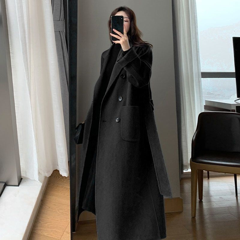 Odette Belted Navy Wool Trench Coat