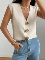 Élodie French-Inspired Knit Vest Cardigan