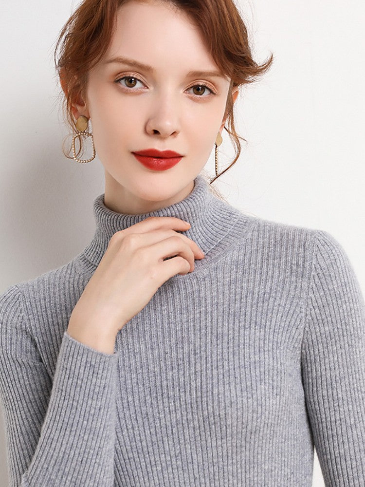 Suéter Feminino Heliar de Gola Alta para Outono, Pulôveres de Tricô Macios, Jumpers de Cashmere, Suéteres Básicos Macios para Mulheres, Outono Inverno 2026