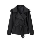 Senhora cor sólida rendas até jaqueta elegante chique manga comprida lapela botão solto casaco outono estilo rua nova jaqueta outerwear 2025