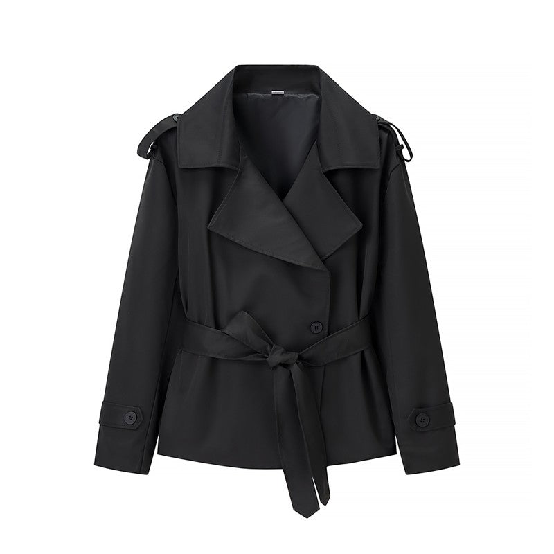 Senhora cor sólida rendas até jaqueta elegante chique manga comprida lapela botão solto casaco outono estilo rua nova jaqueta outerwear 2025