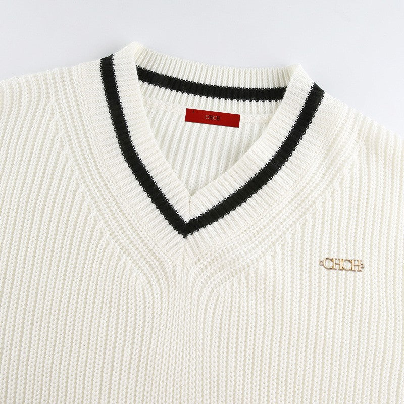 Nova camisola feminina outono inverno malha coreano streetwear solto pulôver sweatshirts chiques topos manga longa com decote em v camisola de malha