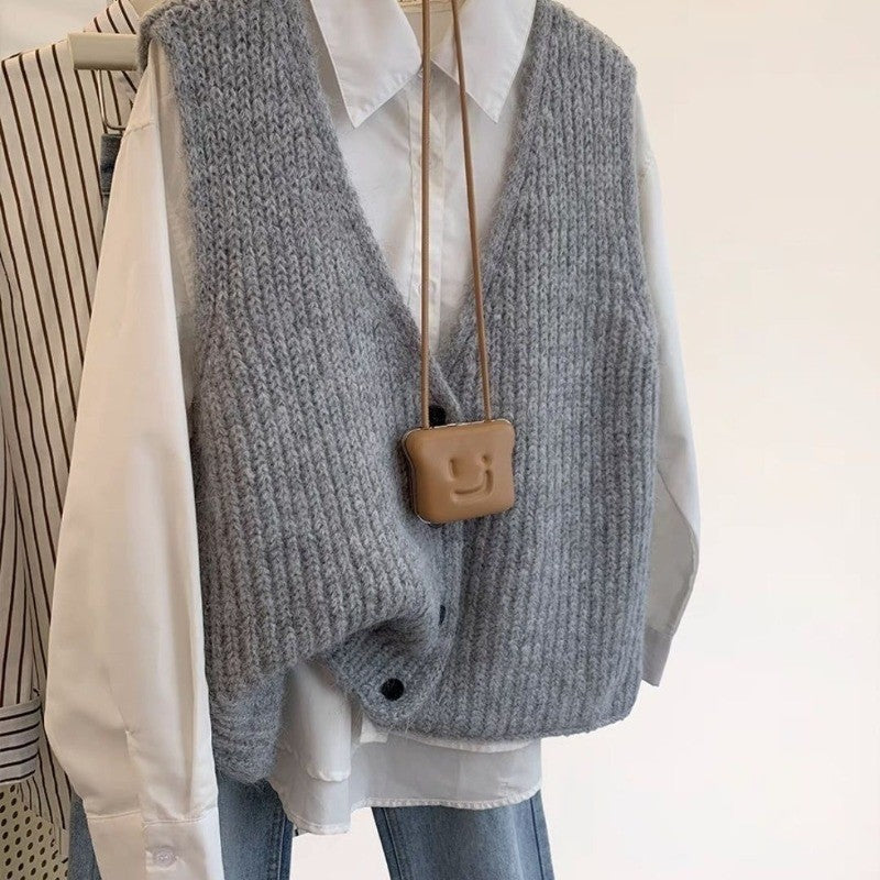 Hazel Relaxed V-Neck Knit Vest