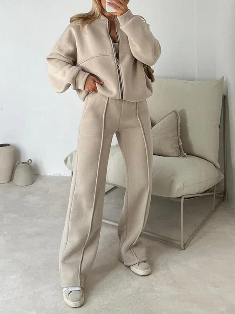 Harlow Zip-Front Sweatshirt & Lace-Up Pants Set
