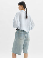 Rosalind Striped Linen-Ramie Long Sleeve Shirt