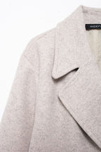 Hh feminino inverno casual mistura de lã entalhado lapela gola casaco chique trespassado trench coats oversized feminino jaquetas longas