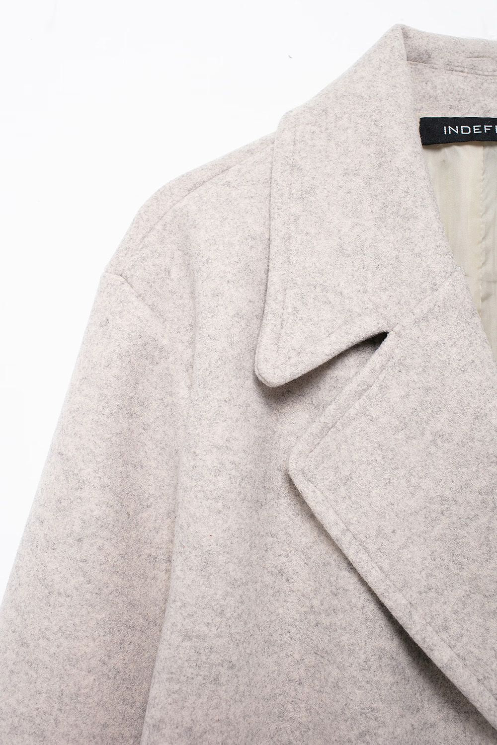 Hh feminino inverno casual mistura de lã entalhado lapela gola casaco chique trespassado trench coats oversized feminino jaquetas longas