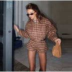 Georgia Plaid Zip Jacket & High-Waist Shorts Set
