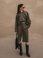 Marielle Faux-Suede Jacket & Bermuda Shorts Set