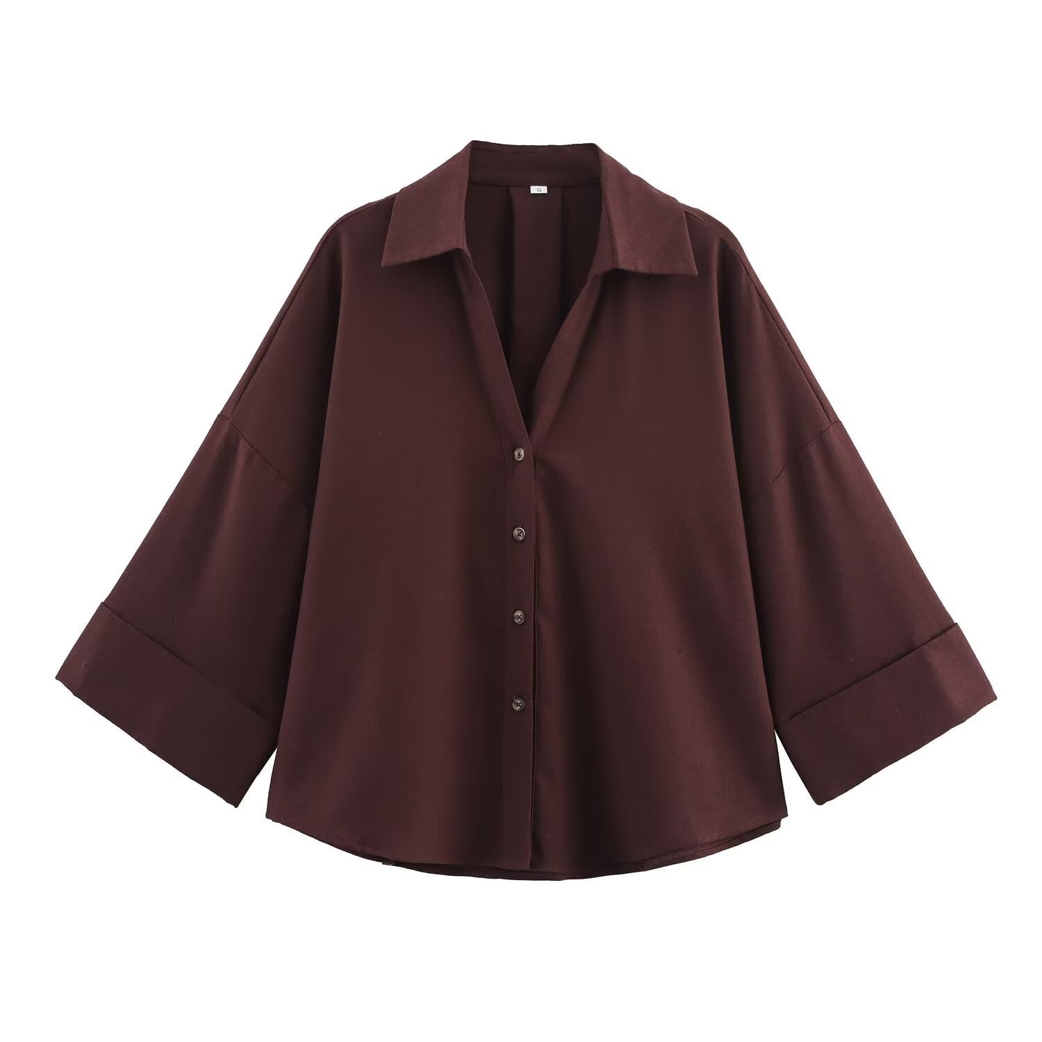 Camisa de Manga Larga HipSeam para Mulheres, Primavera, Com Barra Assimétrica e Botões, Camisas Simples com Gola Johnny