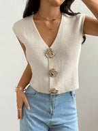 Élodie French-Inspired Knit Vest Cardigan