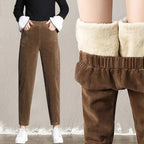 Calças casuais grossas de pelúcia mulheres veludo calças quentes outono inverno leggings cintura alta harem calças femininas
