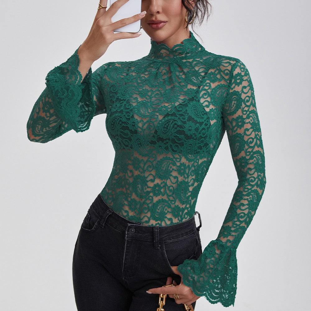 Anfilia Lace Turtleneck Blouse
