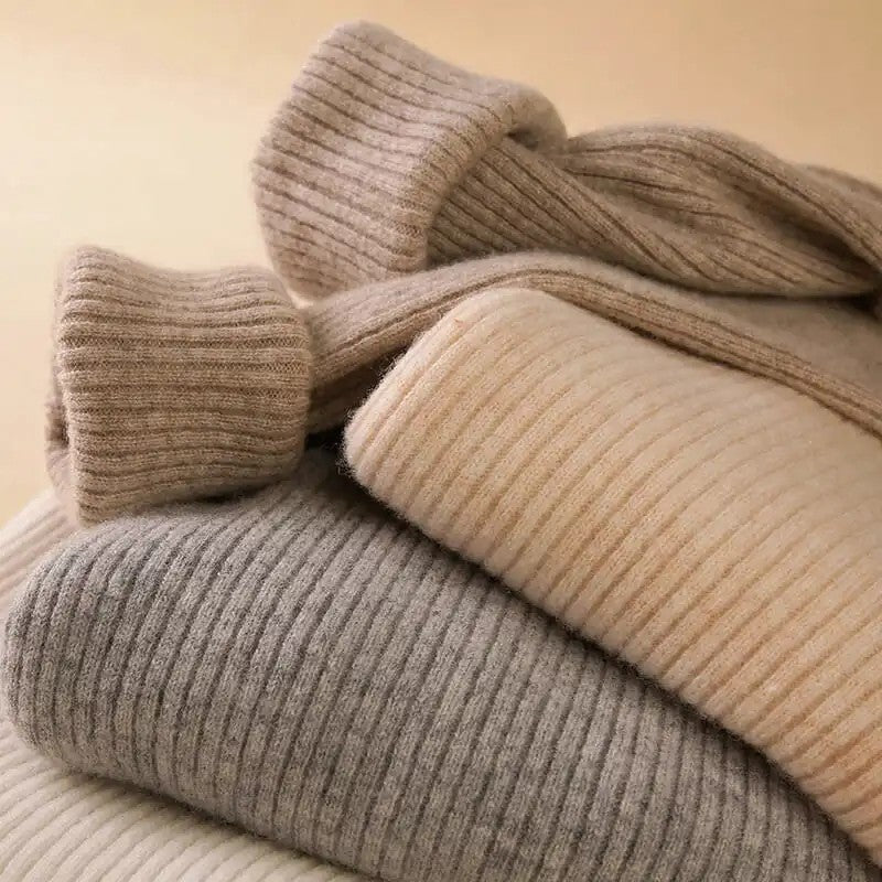 Suéter Feminino Heliar de Gola Alta para Outono, Pulôveres de Tricô Macios, Jumpers de Cashmere, Suéteres Básicos Macios para Mulheres, Outono Inverno 2026