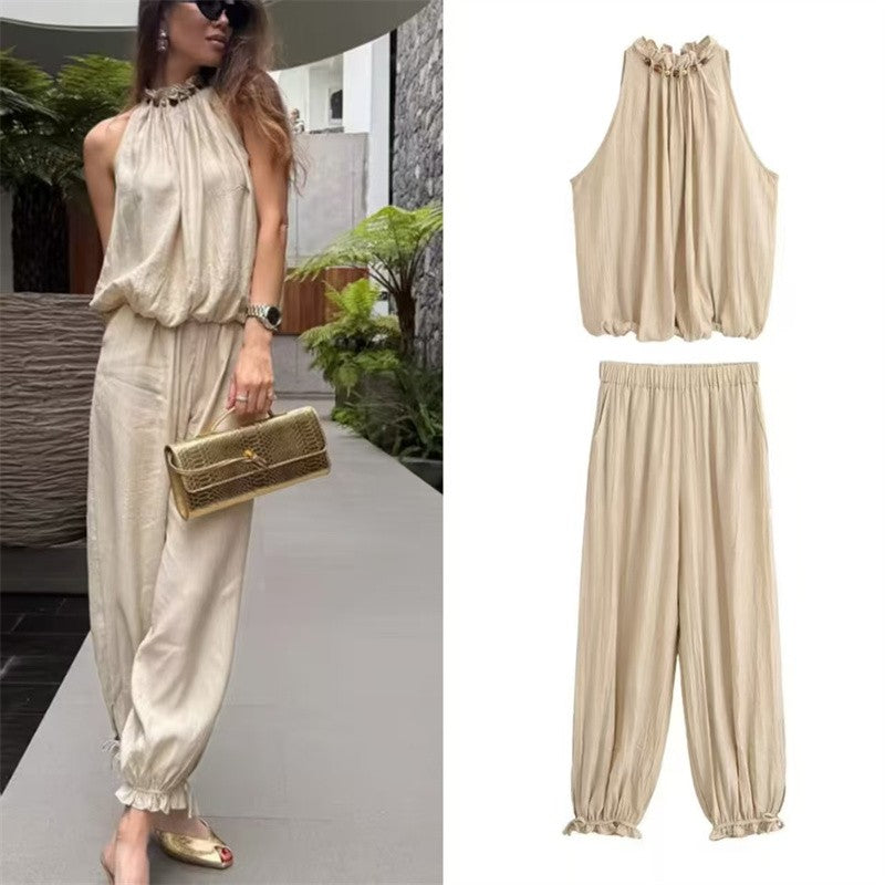 Aveline Beaded Vest & Balloon Pants Set
