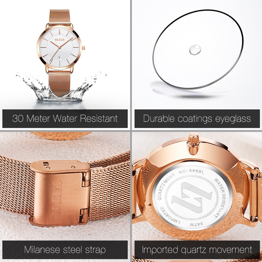 OLEVS Celeste Rose Gold Watch Gift Set