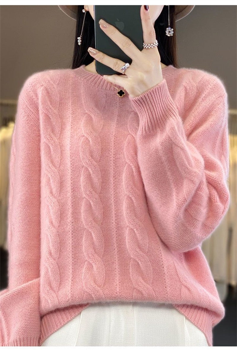Feminino 100% lã merino camisola o pescoço manga longa cashmere malhas pulôver aliselect moda outono inverno roupas topos