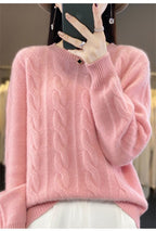 Feminino 100% lã merino camisola o pescoço manga longa cashmere malhas pulôver aliselect moda outono inverno roupas topos