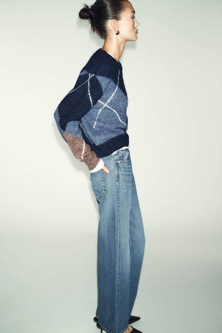 Nova Chegada de Primavera: Suéter Feminino de Tricô com Manga Longa, Gola Redonda e Padrão de Diamante, Simples, Casual, Caim...