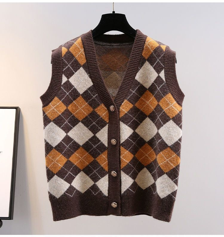 Harper Vintage Argyle Knit Vest