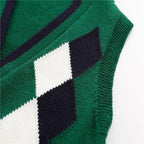 Margot Plaid V-Neck Knit Vest