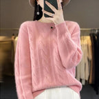 Feminino 100% lã merino camisola o pescoço manga longa cashmere malhas pulôver aliselect moda outono inverno roupas topos