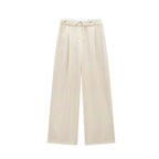 Hxao Pleated Wide-Leg Lace-Up Trousers