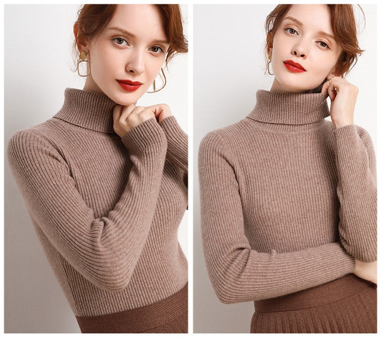 Suéter Feminino Heliar de Gola Alta para Outono, Pulôveres de Tricô Macios, Jumpers de Cashmere, Suéteres Básicos Macios para Mulheres, Outono Inverno 2026