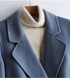 Casaco Feminino CAIXINGLE de Lã 100% com Cinto, Elegante e Moderno, em Lã e Caxemira, Estilo Aberto