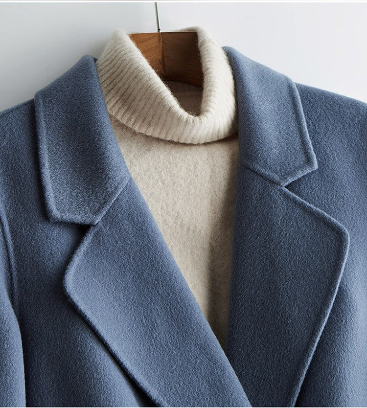 Casaco Feminino CAIXINGLE de Lã 100% com Cinto, Elegante e Moderno, em Lã e Caxemira, Estilo Aberto
