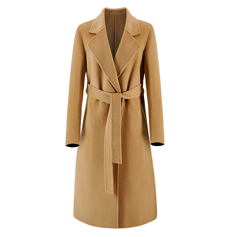 Casaco Feminino CAIXINGLE de Lã 100% com Cinto, Elegante e Moderno, em Lã e Caxemira, Estilo Aberto