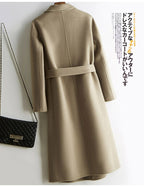 Casaco Feminino CAIXINGLE de Lã 100% com Cinto, Elegante e Moderno, em Lã e Caxemira, Estilo Aberto