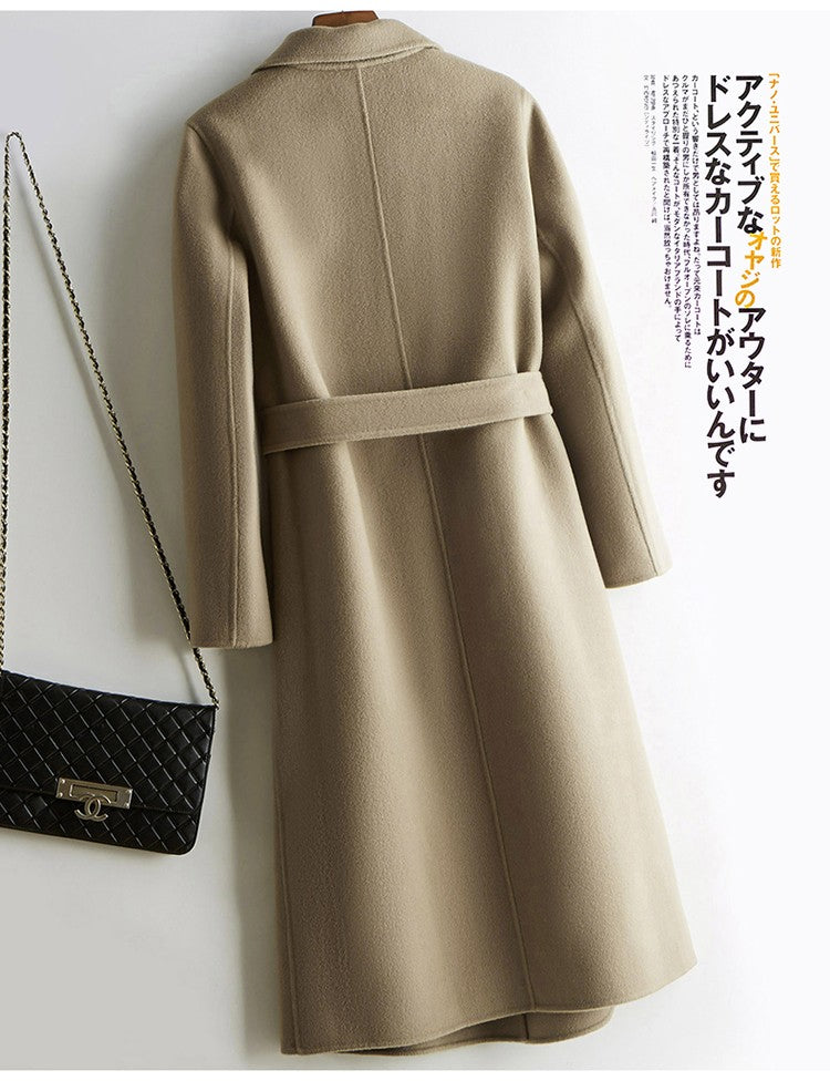 Casaco Feminino CAIXINGLE de Lã 100% com Cinto, Elegante e Moderno, em Lã e Caxemira, Estilo Aberto