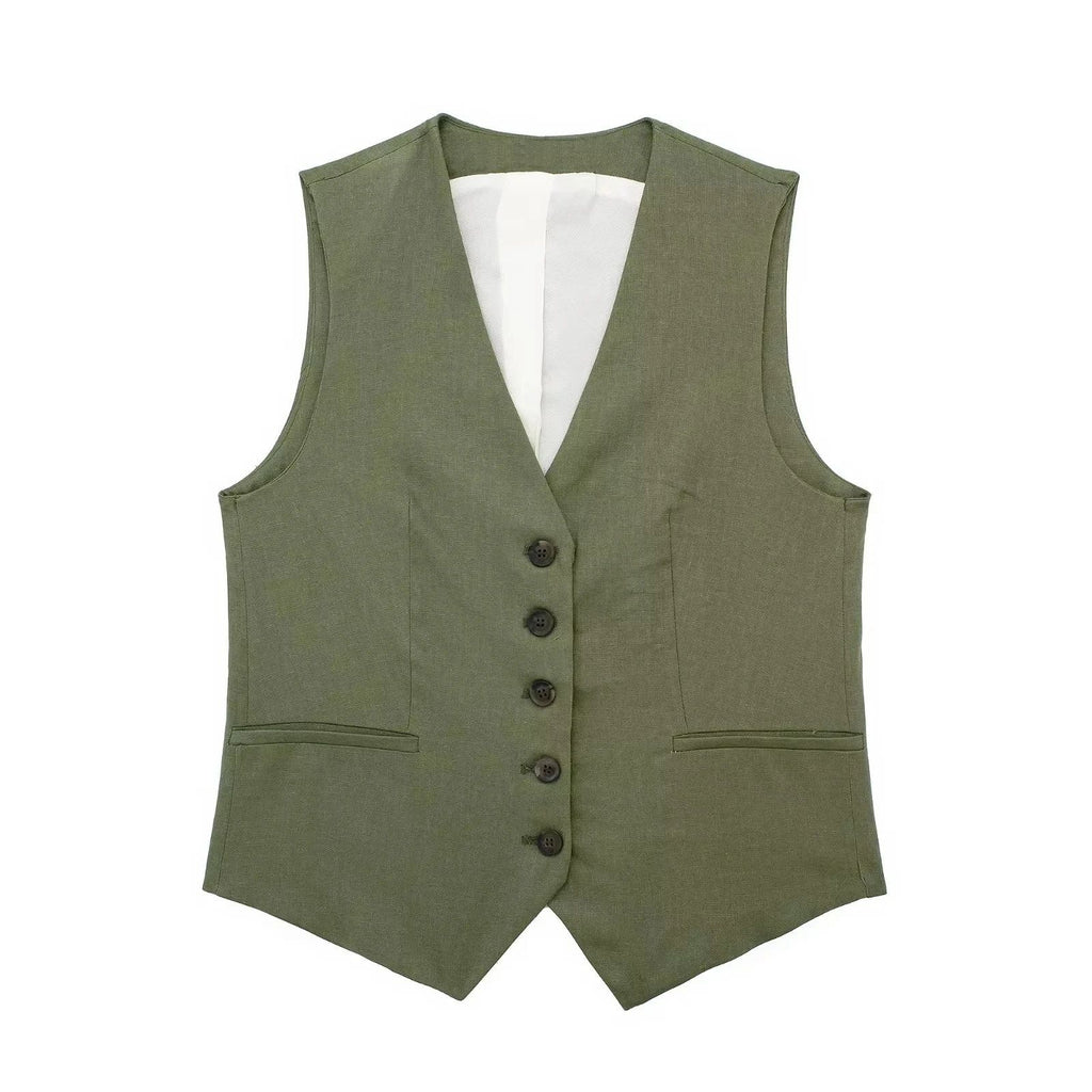 Piper Slim V-Neck Vest & Pleated Shorts Set