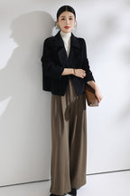 Novo Casaco de Lã Curto de Dupla Frente para Mulheres, Moda Slim Fit, Casaco Casual com Lapela, Quente para o Inverno 2026