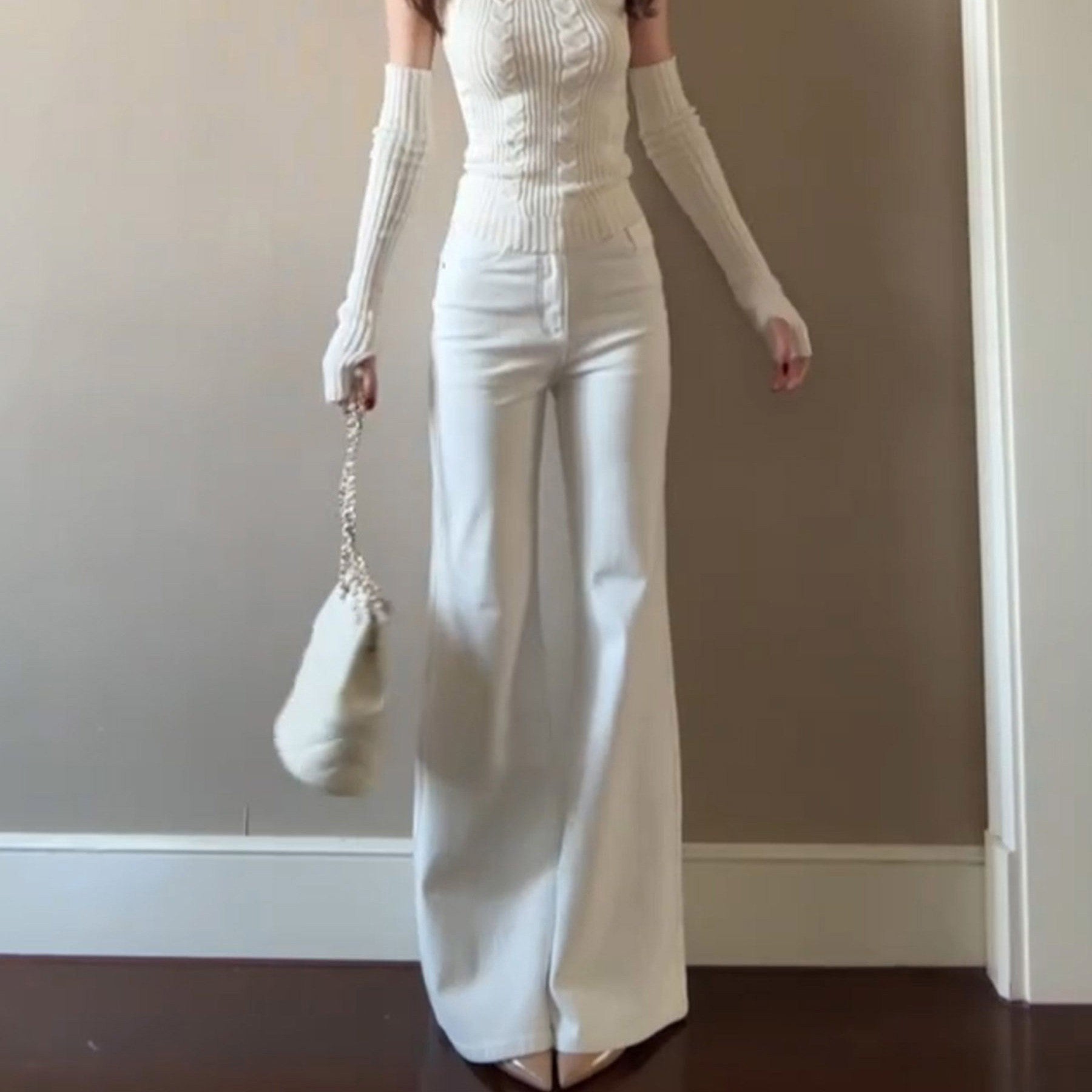 Bianca High-Rise White Flare Jeans